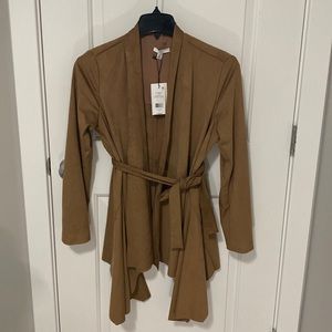 H by Halston faux suede waterfall jacket New With Tags